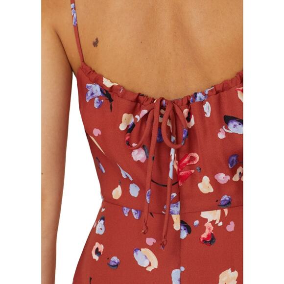 Hutch Declan Floral Midi Dress‎ Women’s Size 2 Brown Sleeveless Square Neckline - Picture 4 of 14